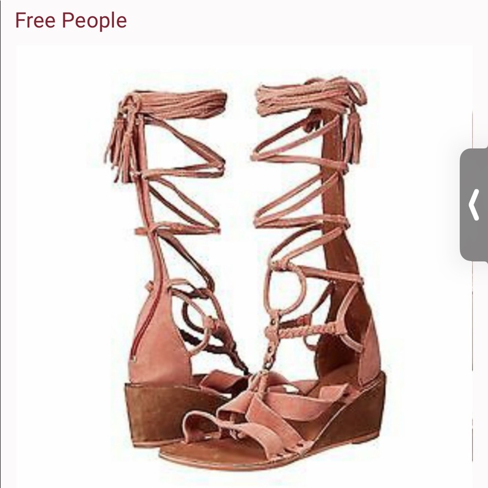 Free People SALTARELLO Rust Gladiator Boho Wedge